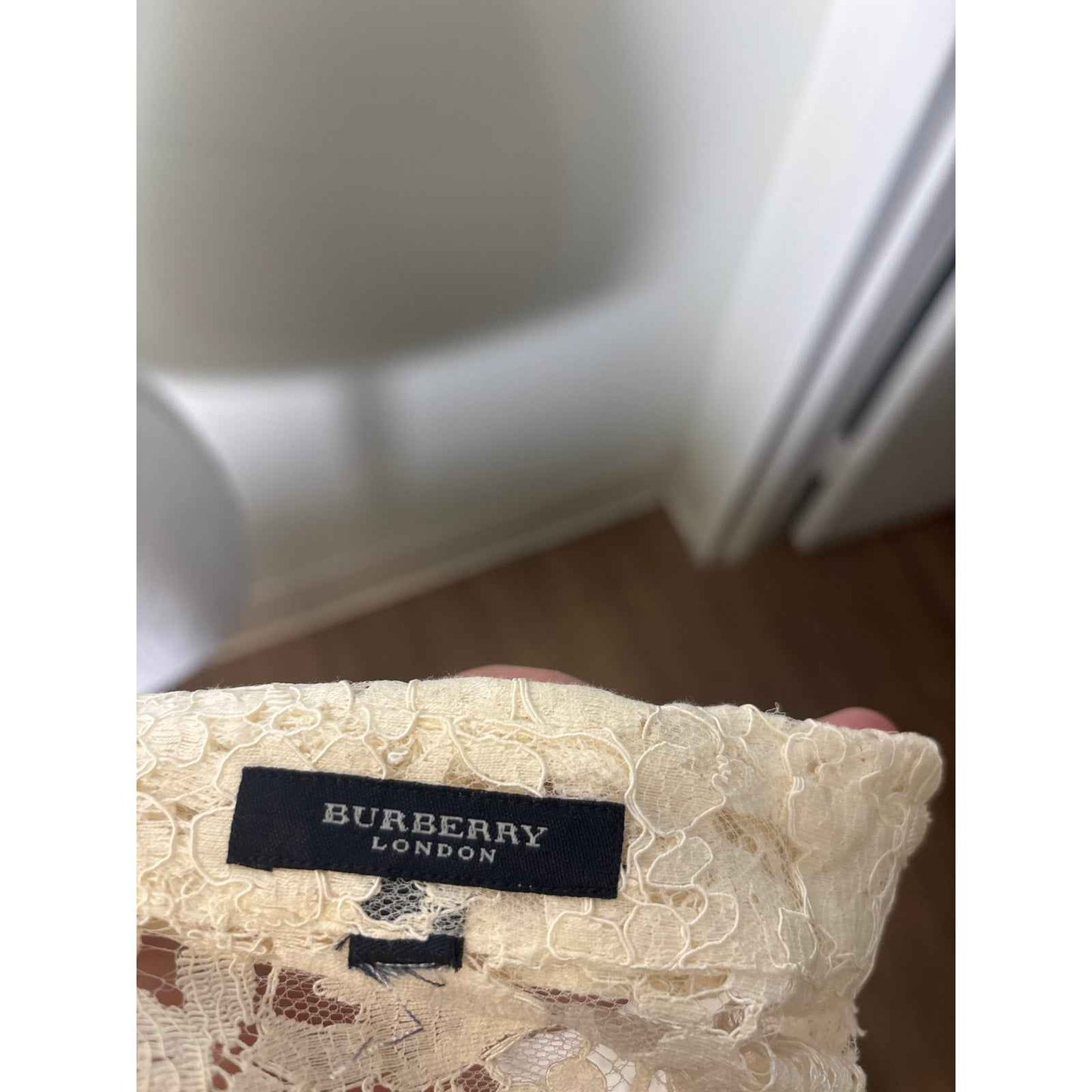 Burberry Cream Lace 3/4 Sleeve Top Sz UK14