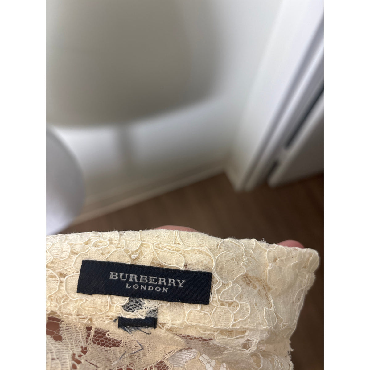 Burberry Cream Lace 3/4 Sleeve Top Sz UK14