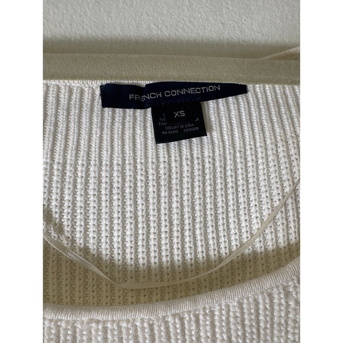 French Connection Off White Mixed Media Short Sleeve Knit Sweater Sz XS
