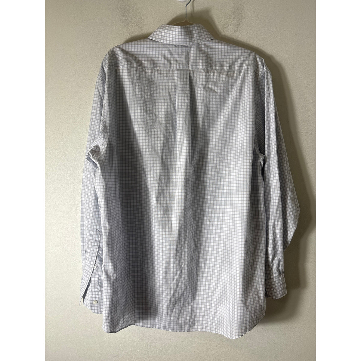 Jos. A Bank Gray and Blue Plaid Long Sleeve button Down Shirt Sz 16.5-35
