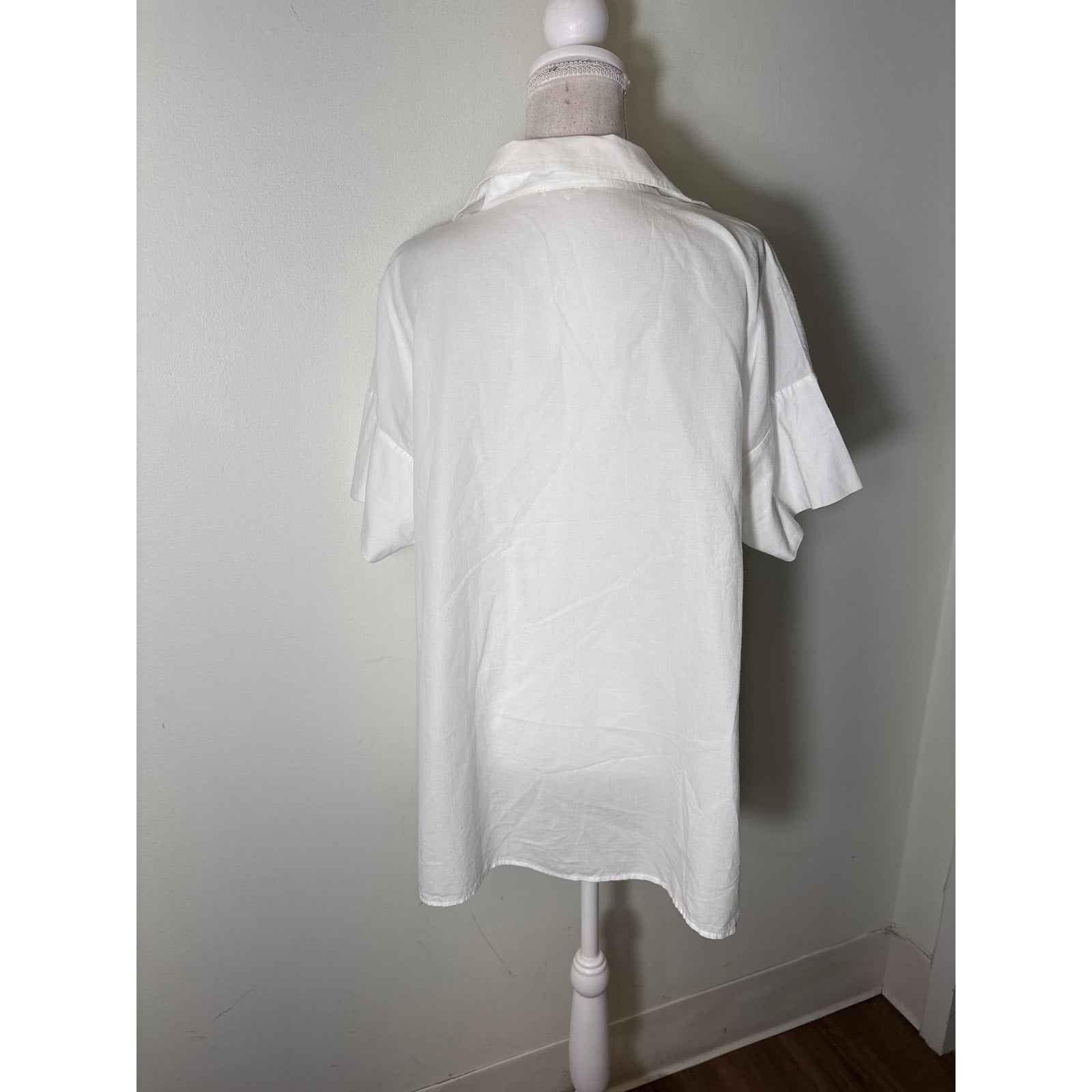 COS V Neck Short Sleeve Oversized Shirt Sz M