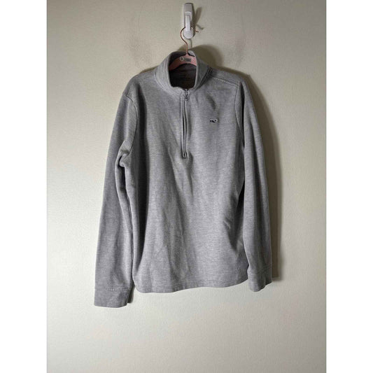 Boys Vineyard Vines Gray and Cream Stripe 1/4 Zip Pullover Sz L (16)