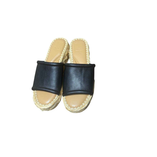 Dolce Vita Black Leather Rafia Slide Sz 8