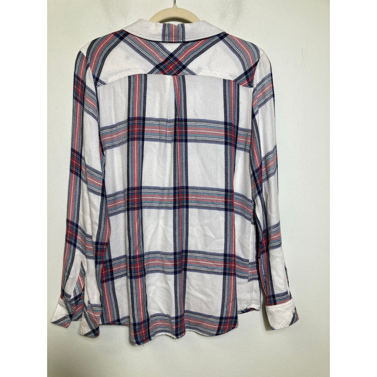 Rails White Blue Red Plaid Long Sleeve Button Up Shirt Sz L