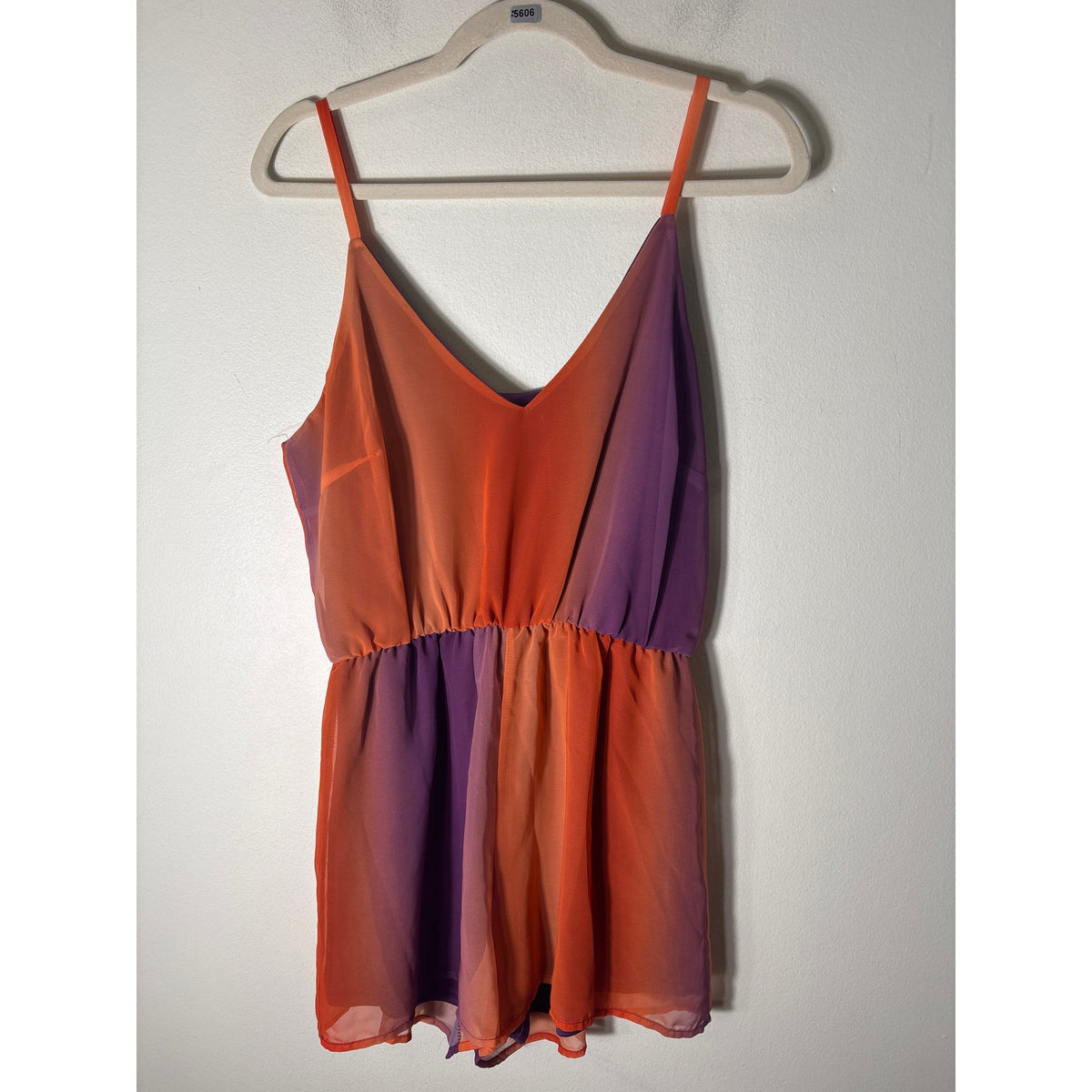 Adrienne Purple Orange Sleeveless Romper Sz M