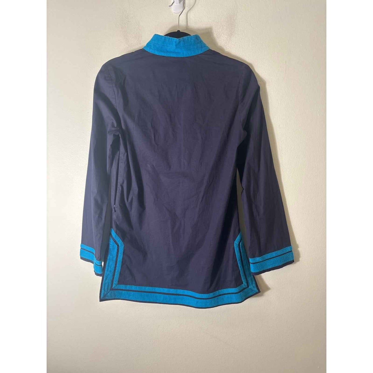 Tory Burch Navy and Turquoise Cotton Tunic Sz 4