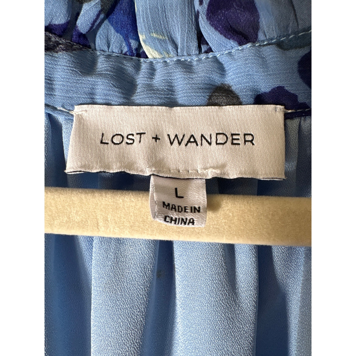 Lost + Wander Light Blue Long Sleeve Knee Length Dress Sz L
