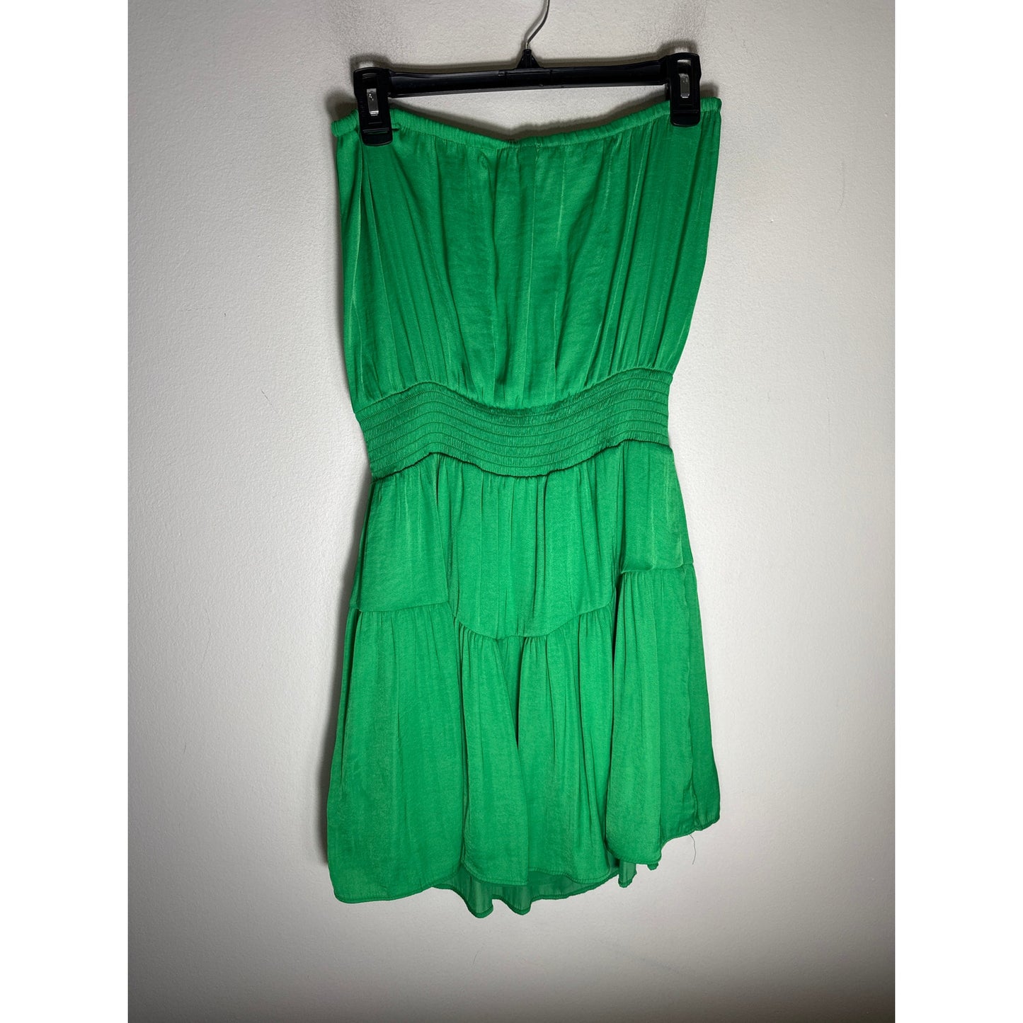 Fab'rik Bright Green Strapless Smocked Waist Mini Dress Sz M