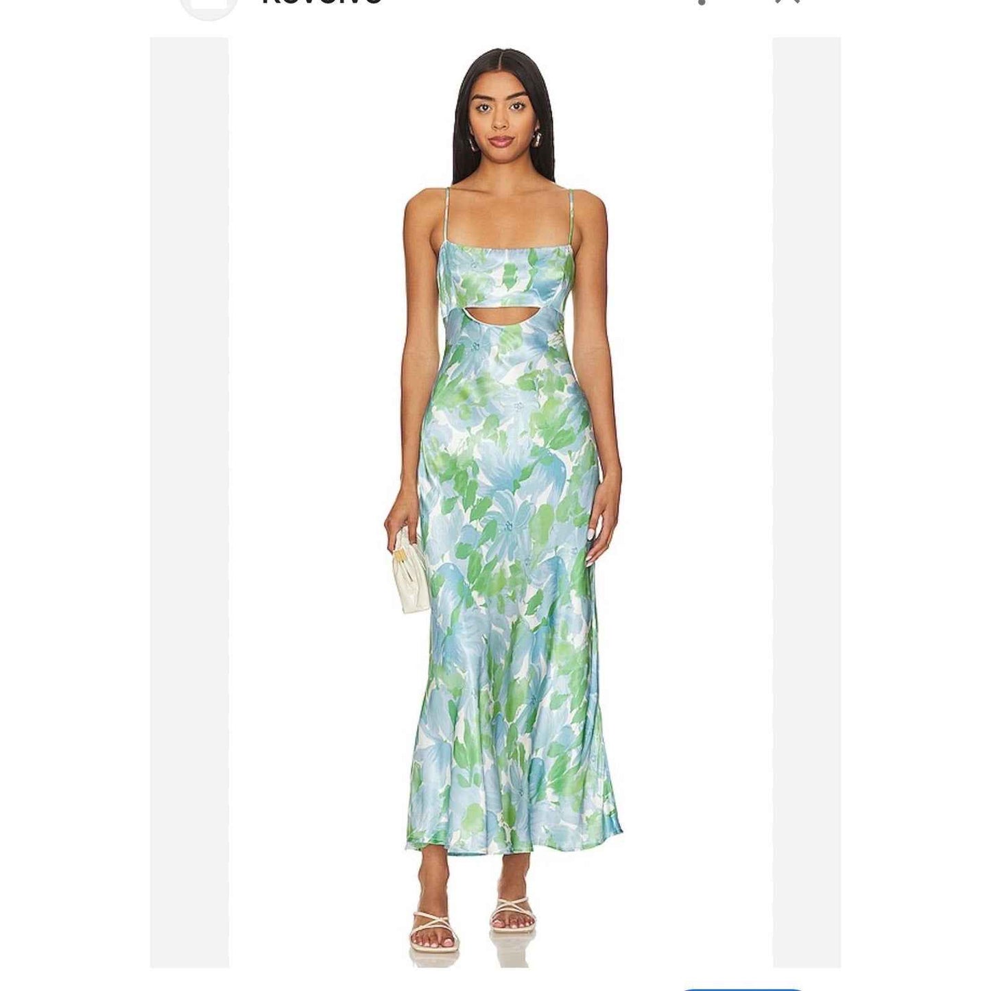ASTR the Label Green Blue Floral Silky Backless Special Occasion Dress Sz M