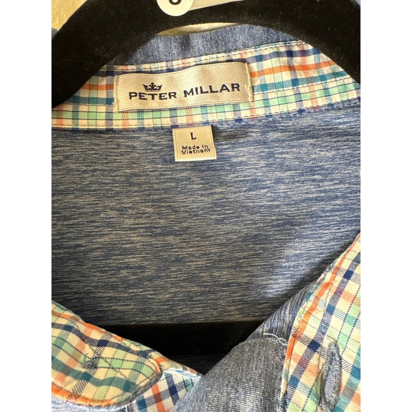 Mens Peter Millar Heather Blue Polo Shirt Sz L