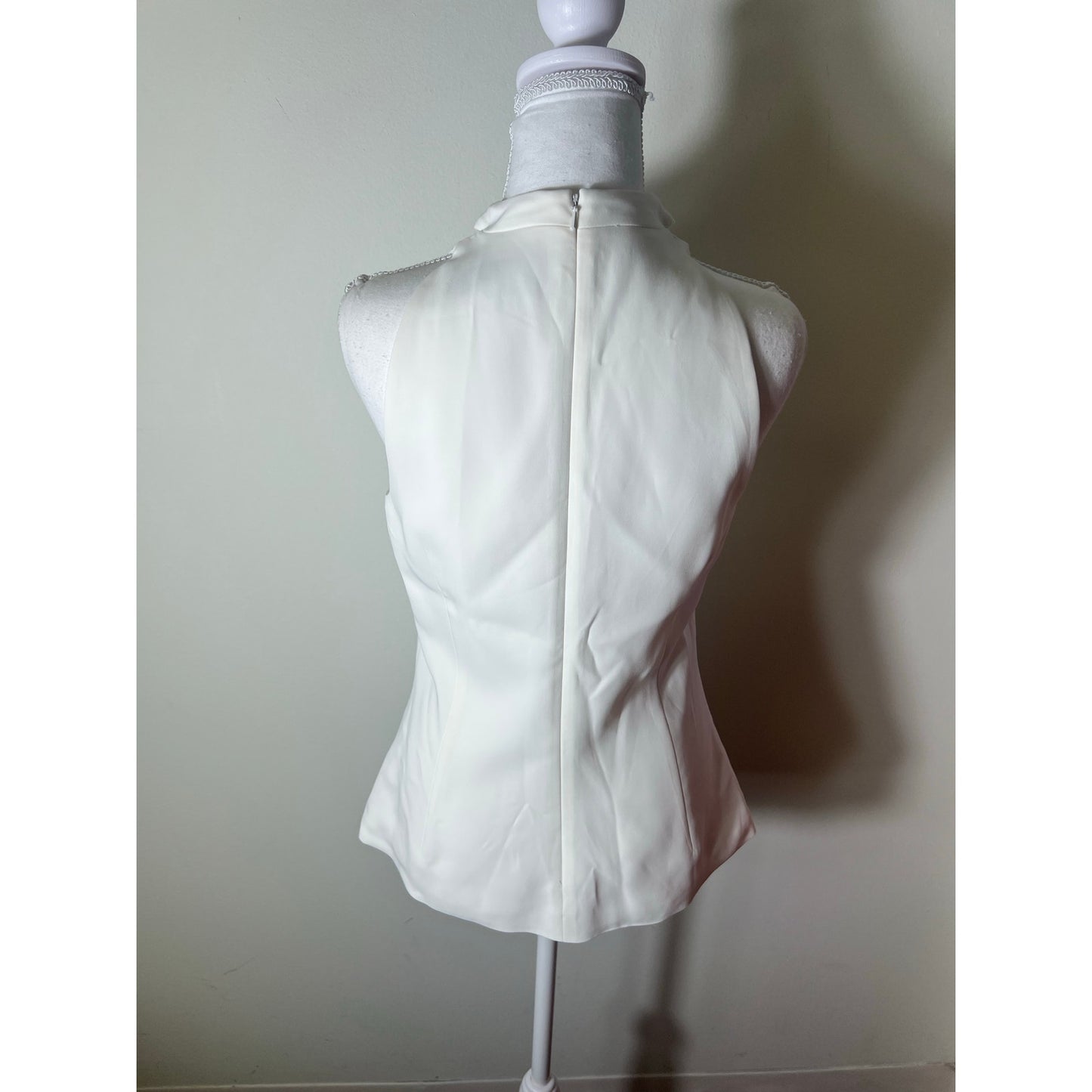 Cushnie Et Ochs Cream Sleeveless Choker Cutout Top sz 6