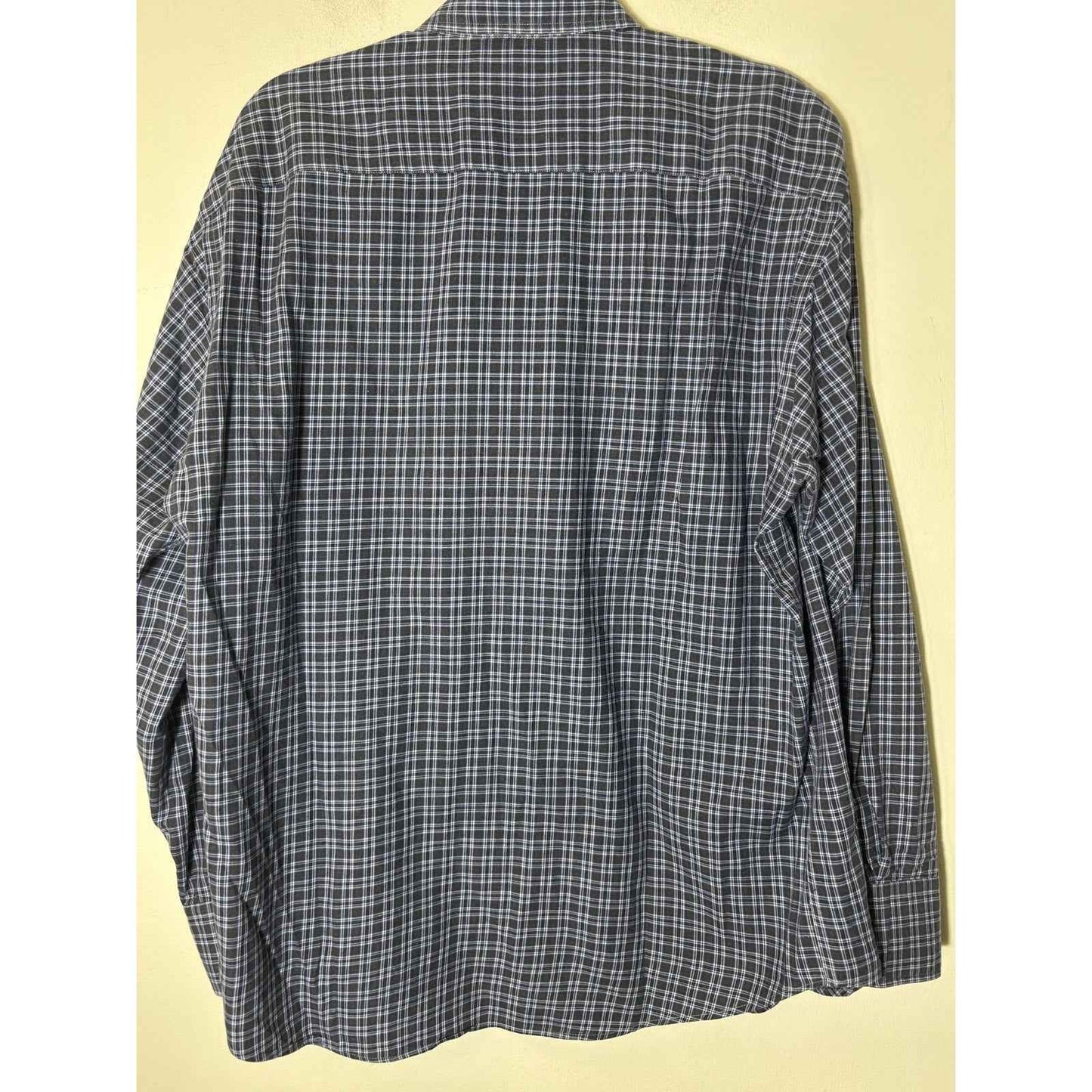 Men's Mason's Blue Gray Black Medium Plaid Long Sleeve Button Down Sz L