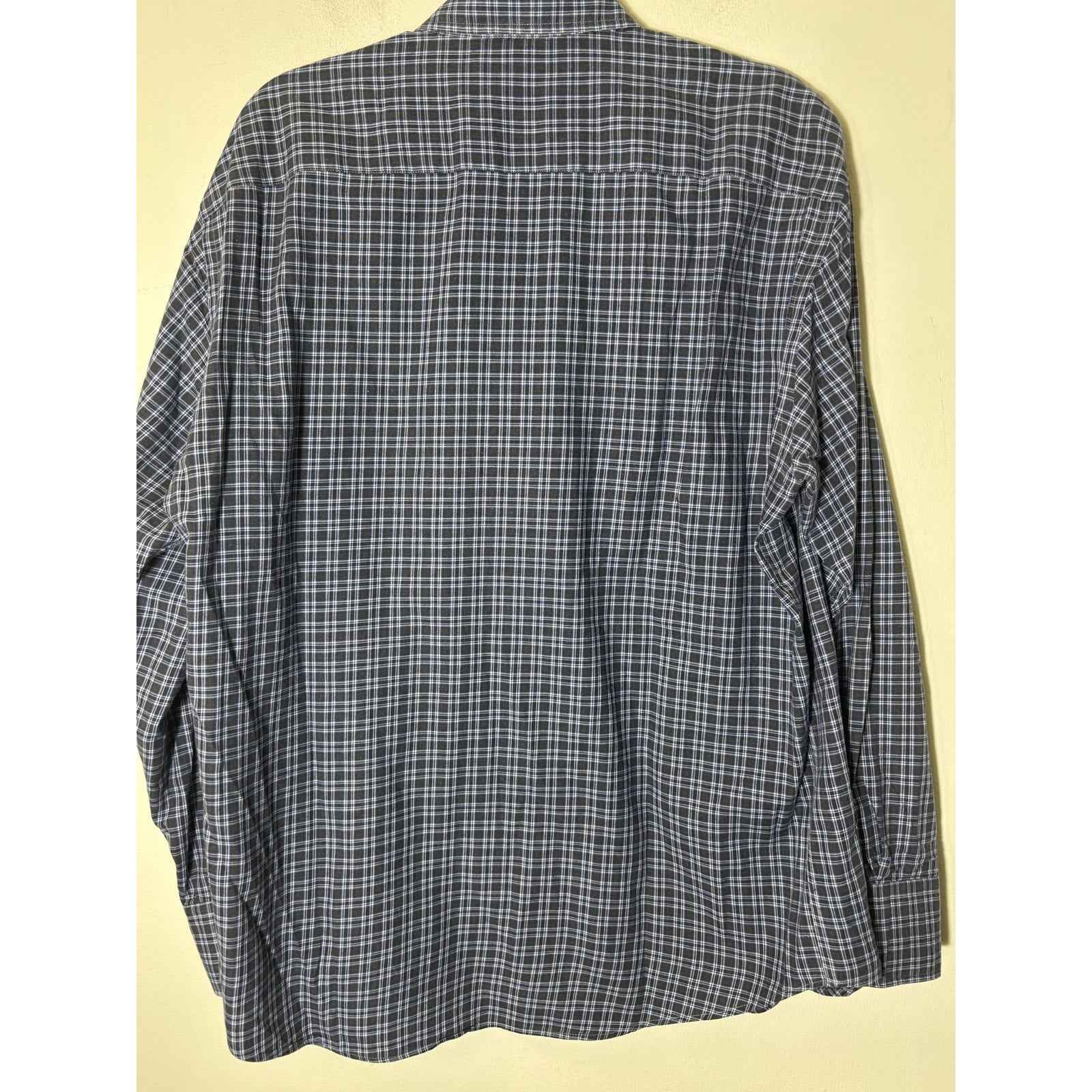 Men's Mason's Blue Gray Black Medium Plaid Long Sleeve Button Down Sz L