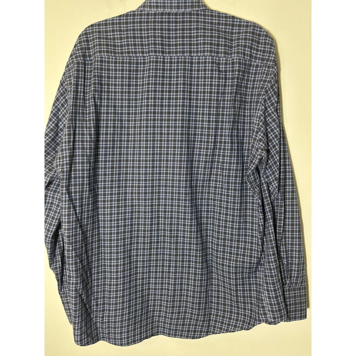Men's Mason's Blue Gray Black Medium Plaid Long Sleeve Button Down Sz L