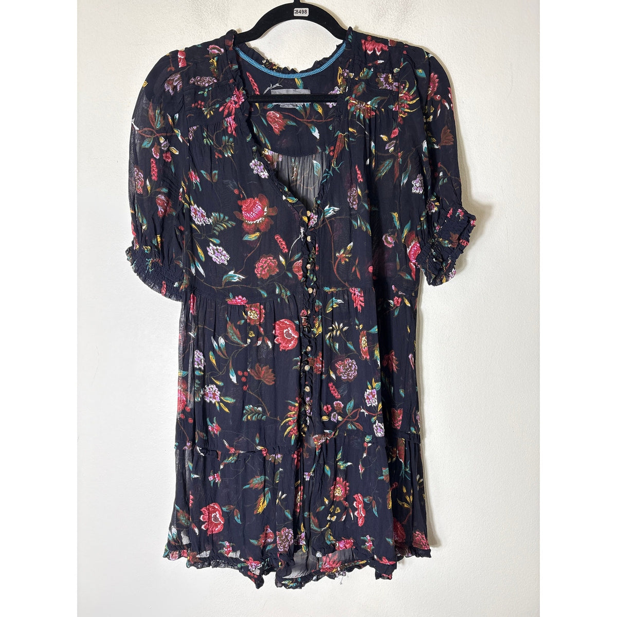 Anthropologie Navy Floral Baby Doll Dress Sz S
