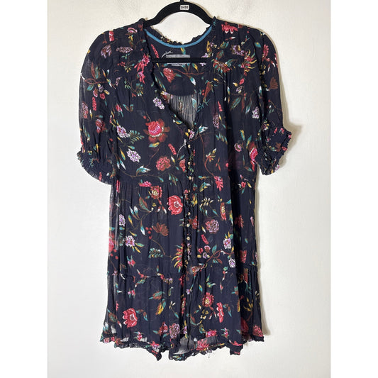 Anthropologie Navy Floral Baby Doll Dress Sz S