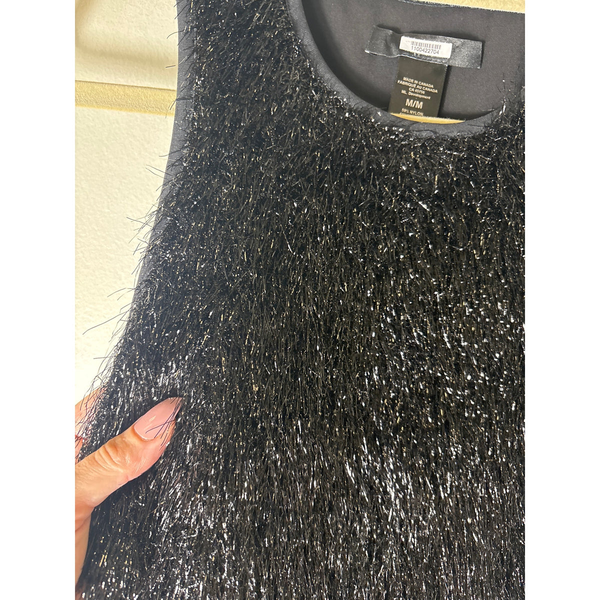 Smythe Black Tinsel Sleeveless Crop Crewneck Tank Sz M