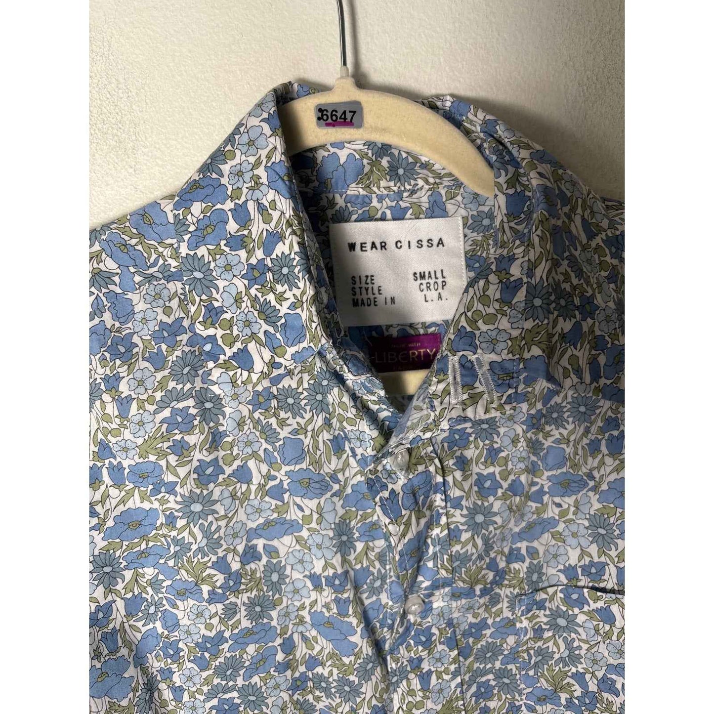 Wear Cissa Blue Green Floral Long Sleeve Button Up Cotton Shirt Sz S