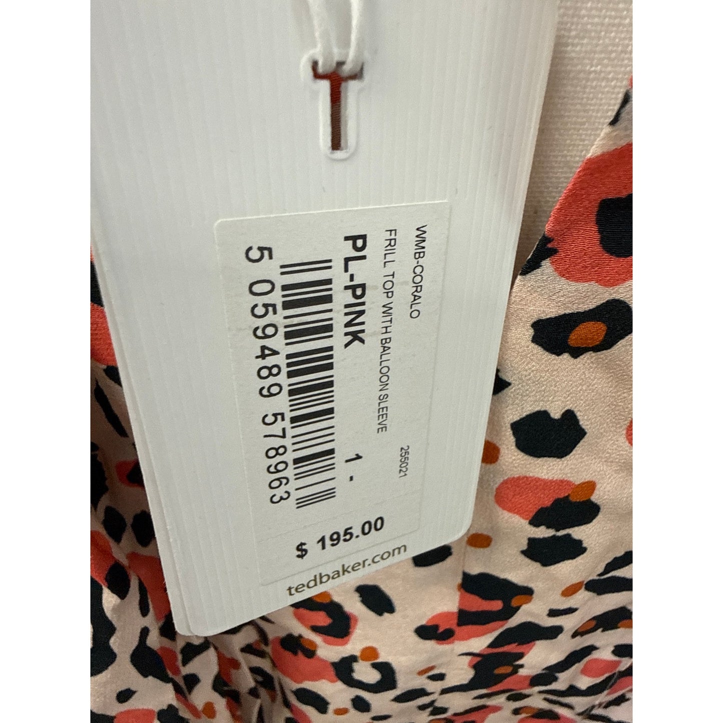 NWT Ted Baker London Pink Cheetah Print Half Sleeve V-Neck Sz 1