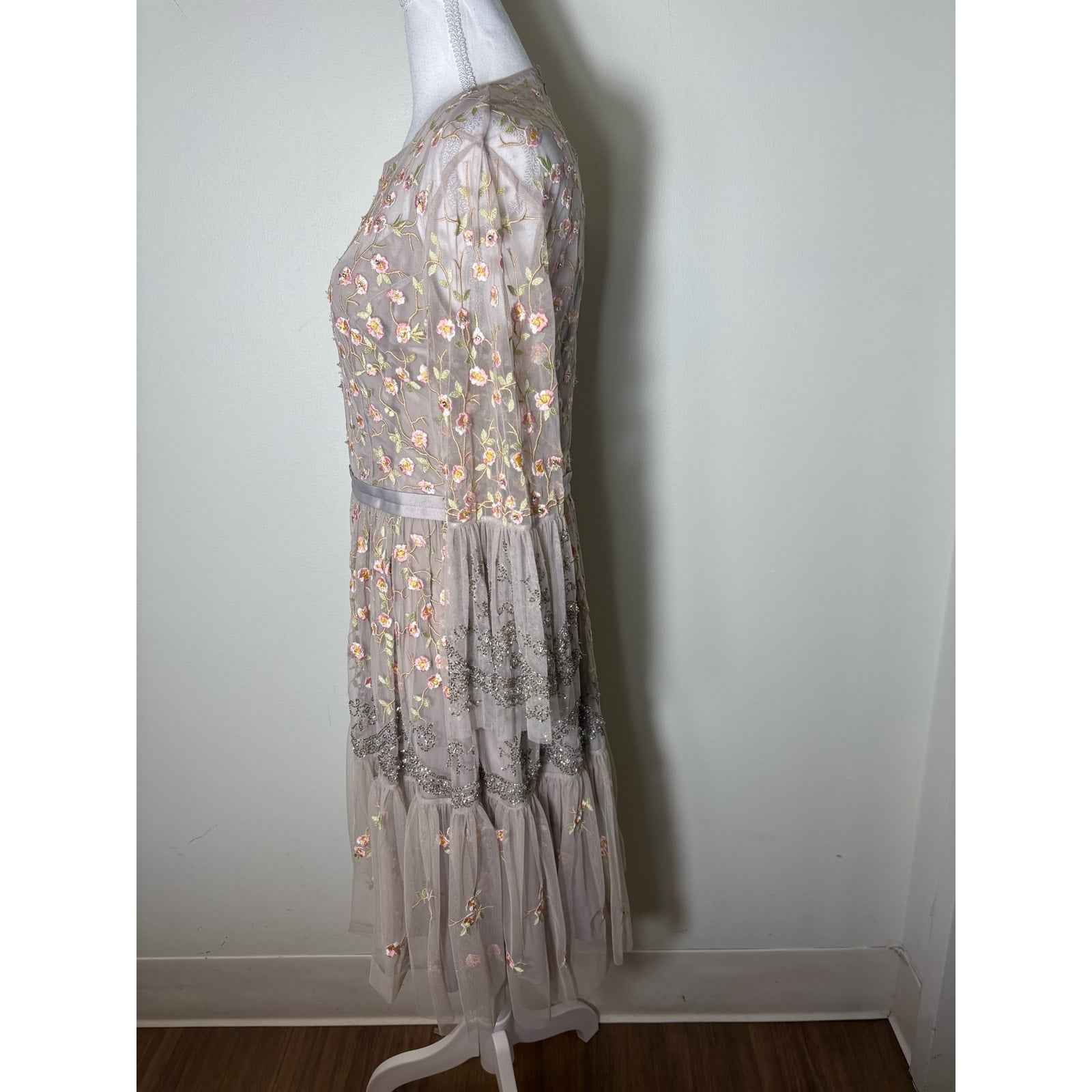 Needle & Thread Embroidery / Sequin Nude Mesh Special Occasion Dress Sz 10