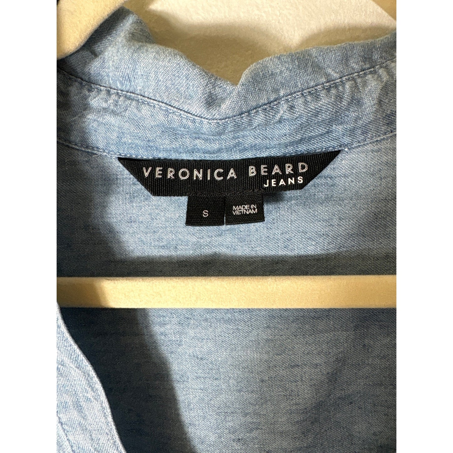 Veronica Beard Light Blue Ruched Sleeve Button Up Shirt Sz S