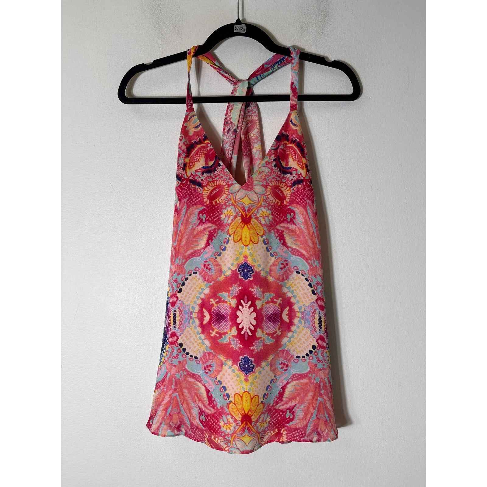 Haute Hippie Mulitcolored Silk Crossback V-Neck Top Sz S