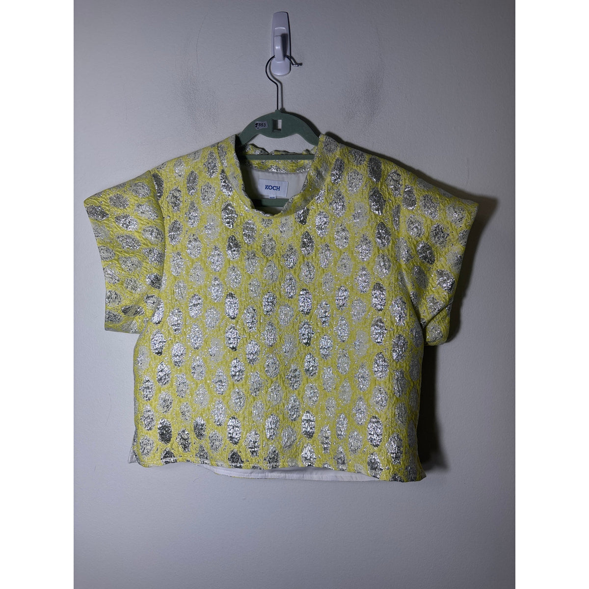 Koch Yellow Sliver Short Sleeve Top Sz S