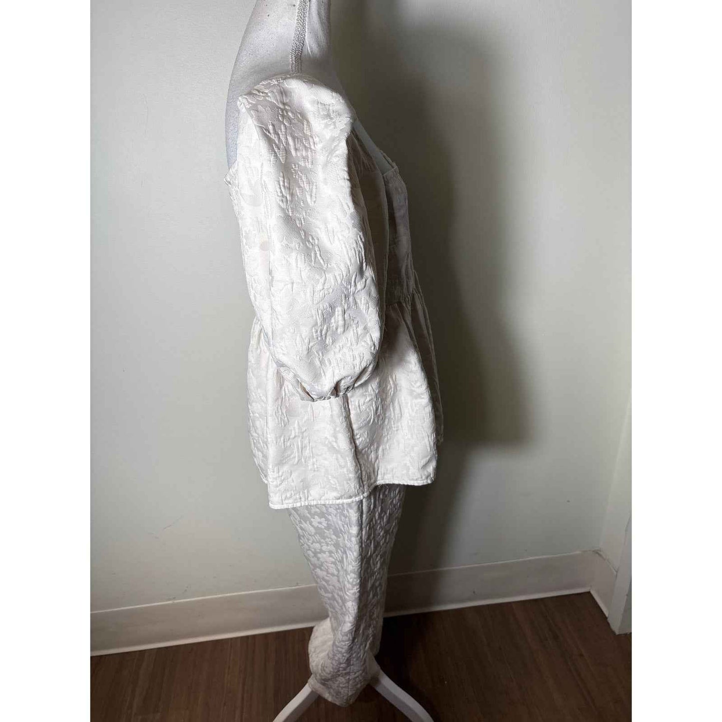 Stine Goya Ivory Puff Sleeve Top and Pants Set Sz S