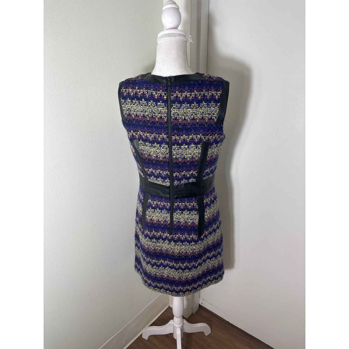 Milly Purple Mixed Media Sleeveless Knee Length Sheath Dress Sz 10
