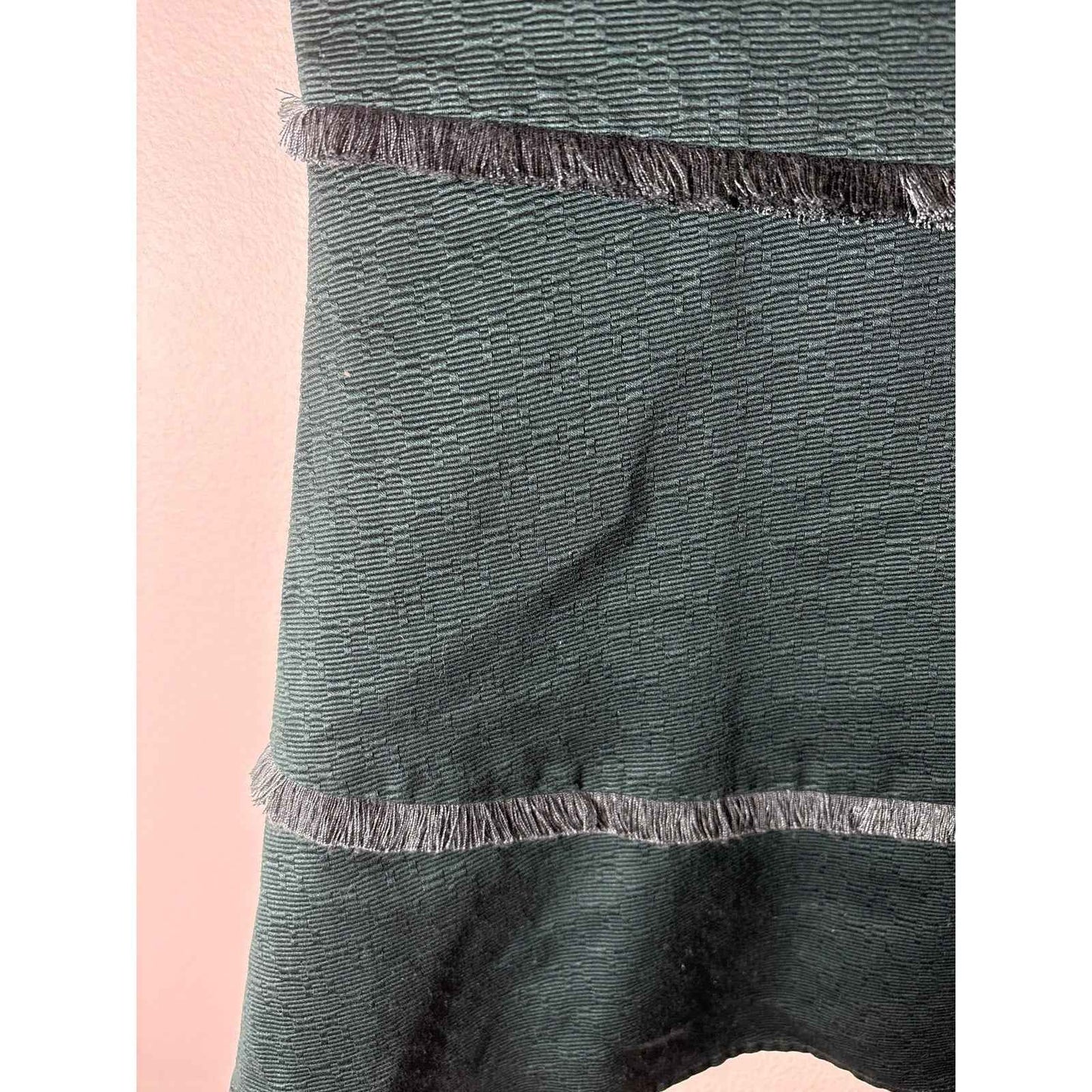 Marie Oliver Hunter Green Fringed Mini Dress Sz 8