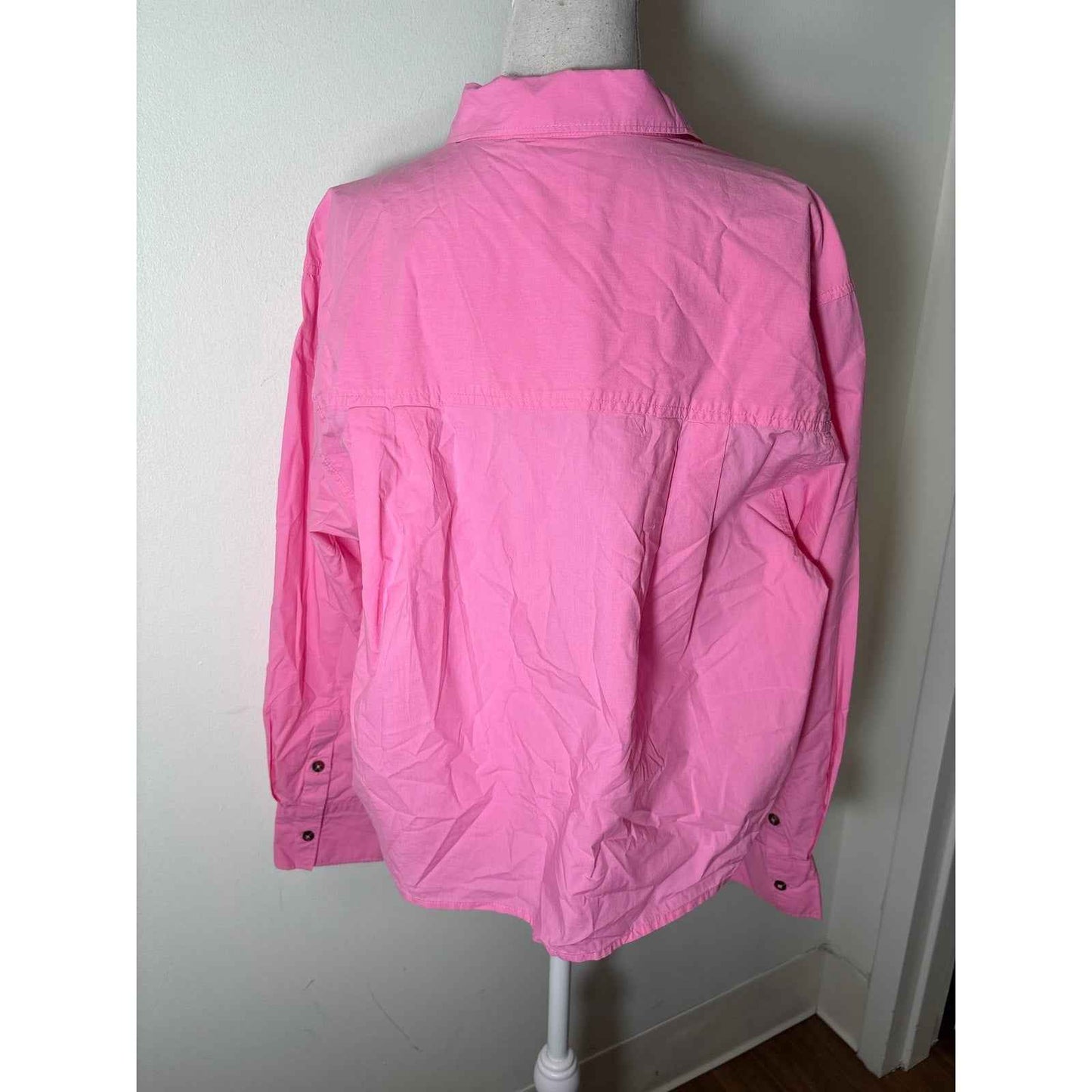 eTica Organic Cotton Pink Long Sleeve Button Up Shirt Sz S