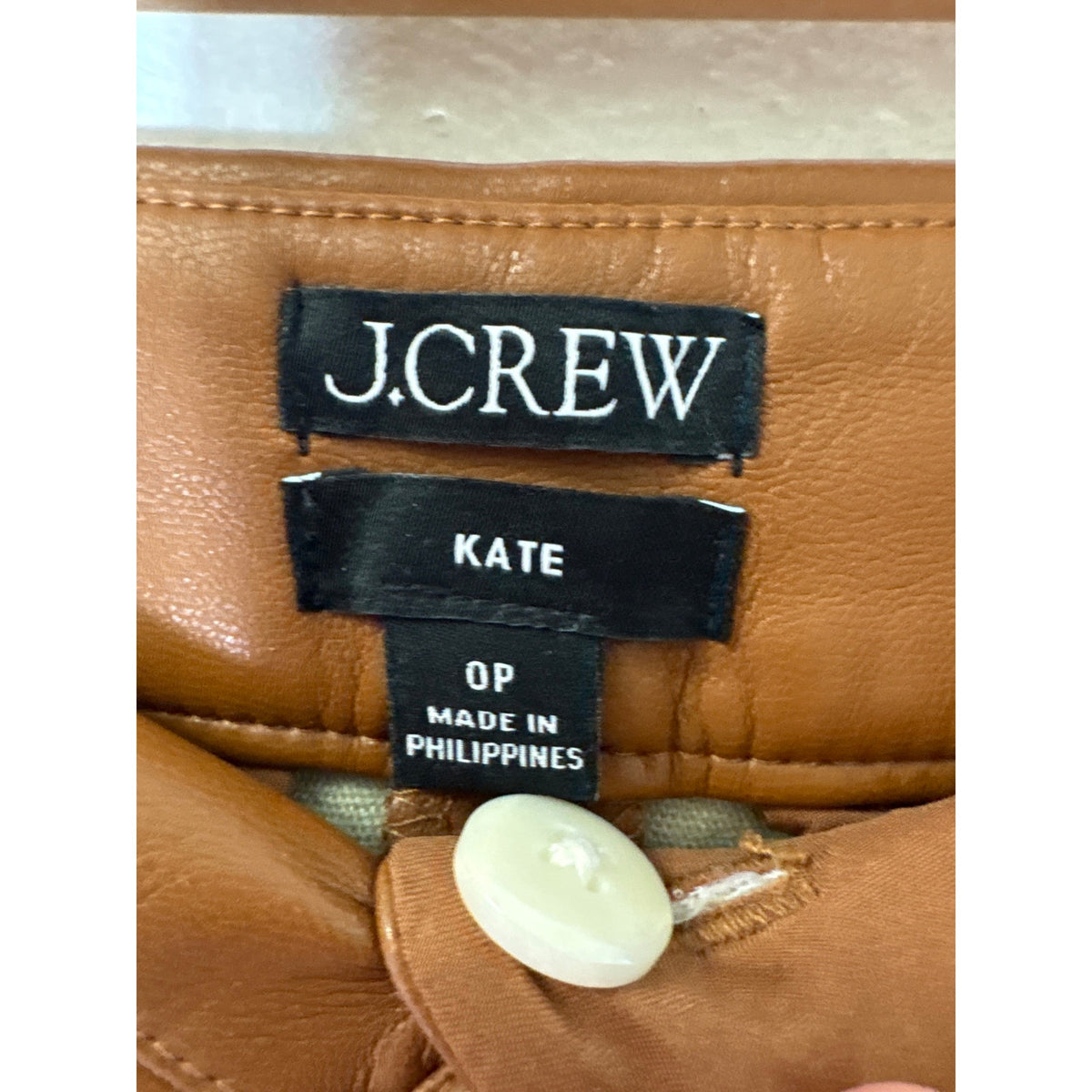 J. Crew Brown Kate Faux Leather Pants Sz 0P