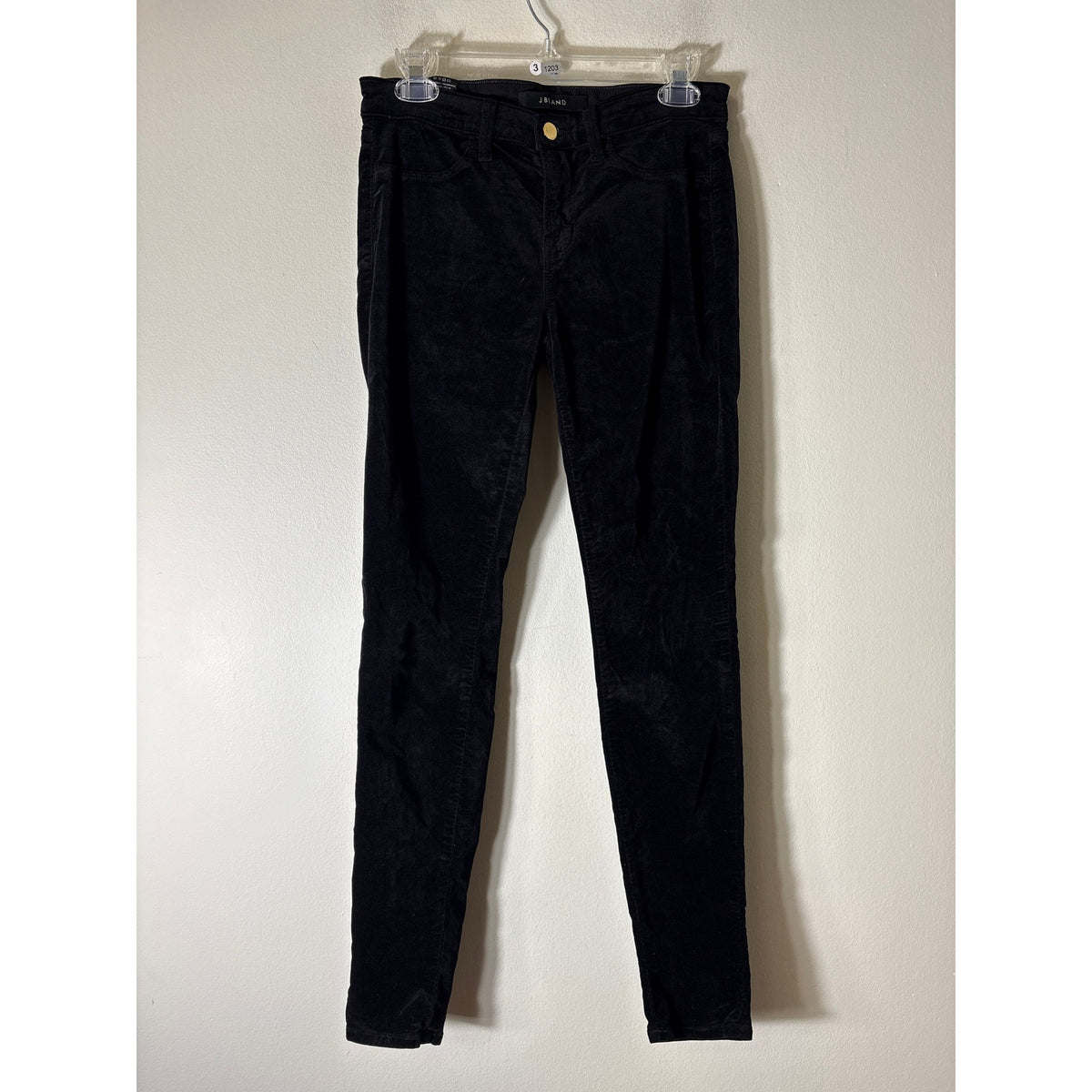 J Brand Black Super Skinny Velvet 5 Pocket Denim Sz 28