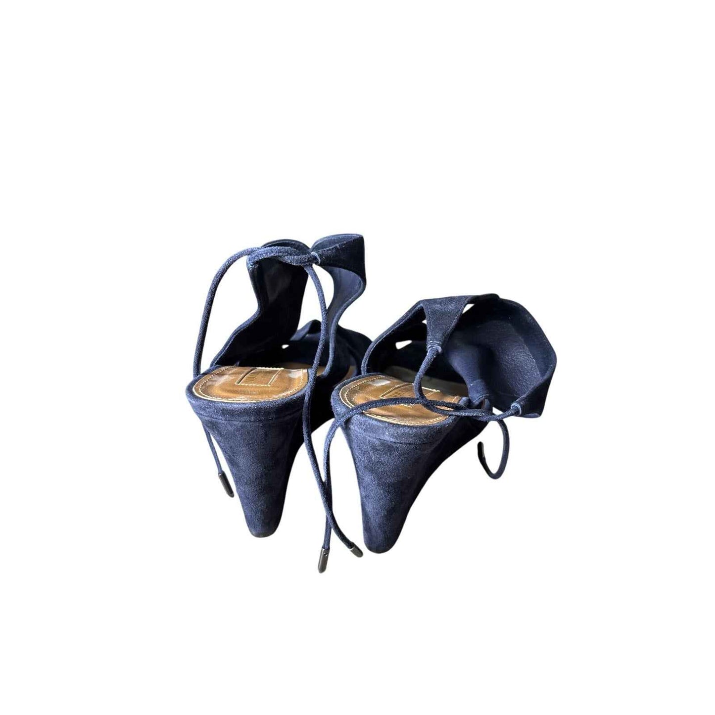 Aquazzura Firenze Navy Suede Wedges Sz 38 (7.5)