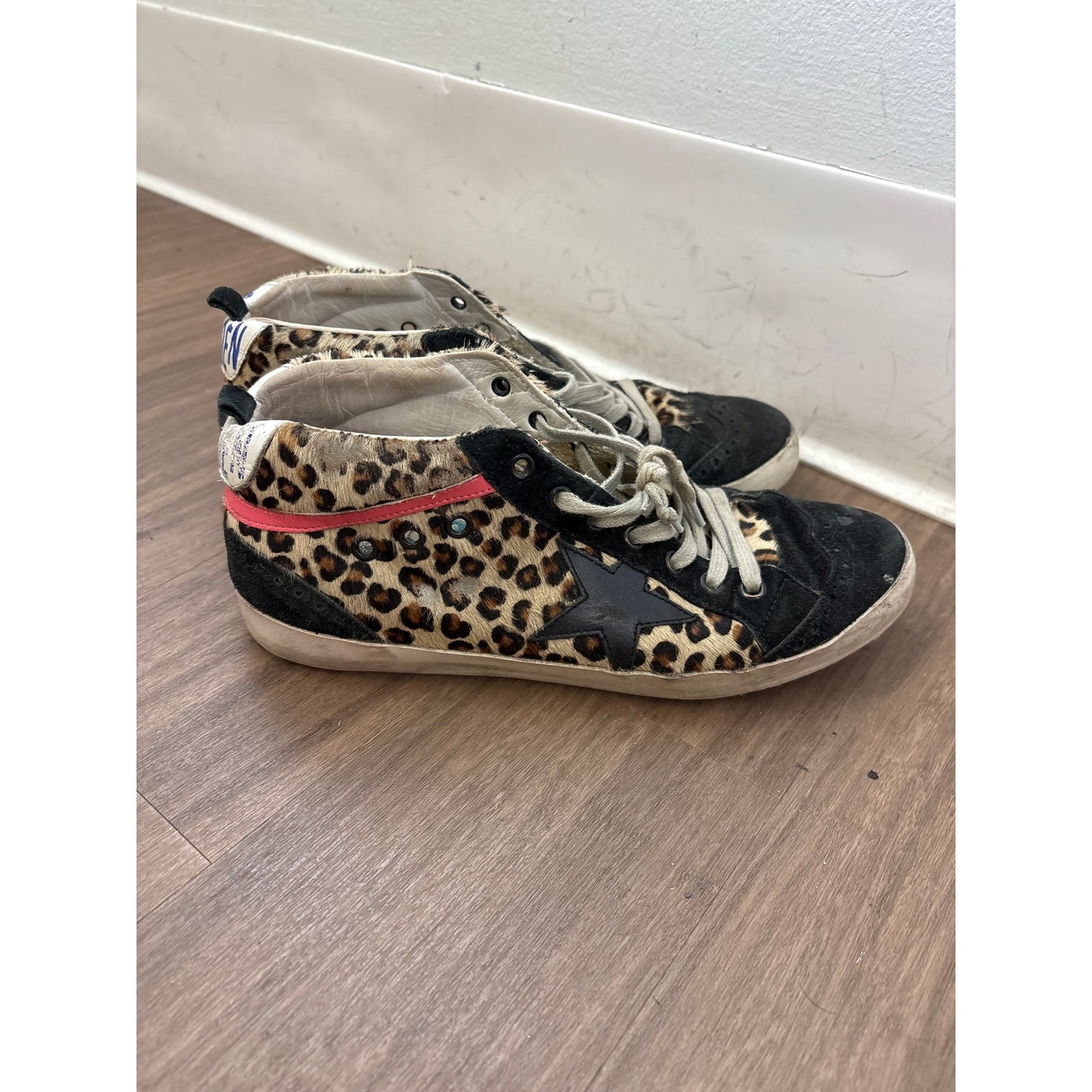 Golden Goose Cheeta Print Black Star Tennis Shoes Sz 40