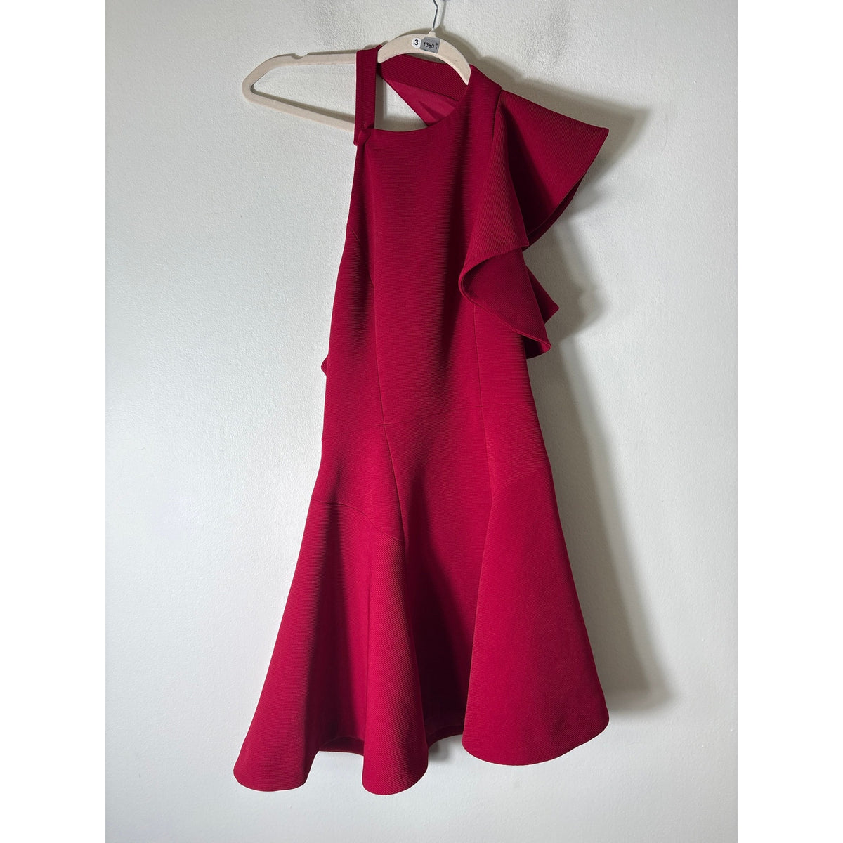 C/MEO Collective Red Halter One Shoulder Cocktail Dress Sz S