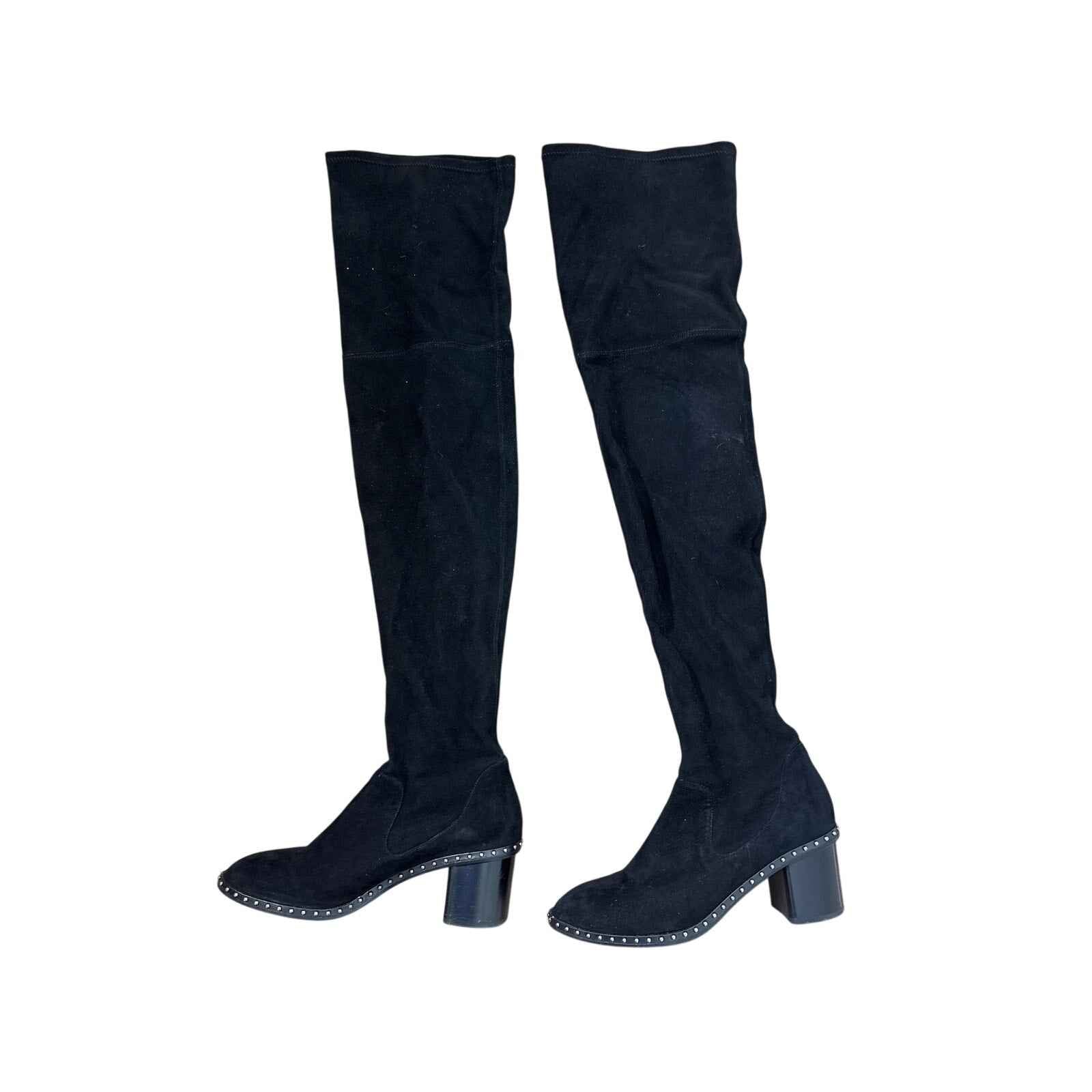 Rag & Bone Black Over the Knee Faux Suede Studded Boots Sz 39.5