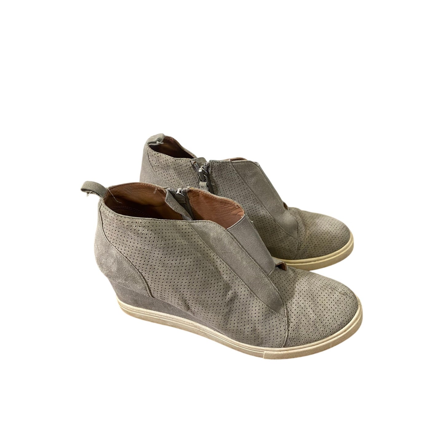 L. Paolo Gray Wedge Suede Bootie Sz 9.5