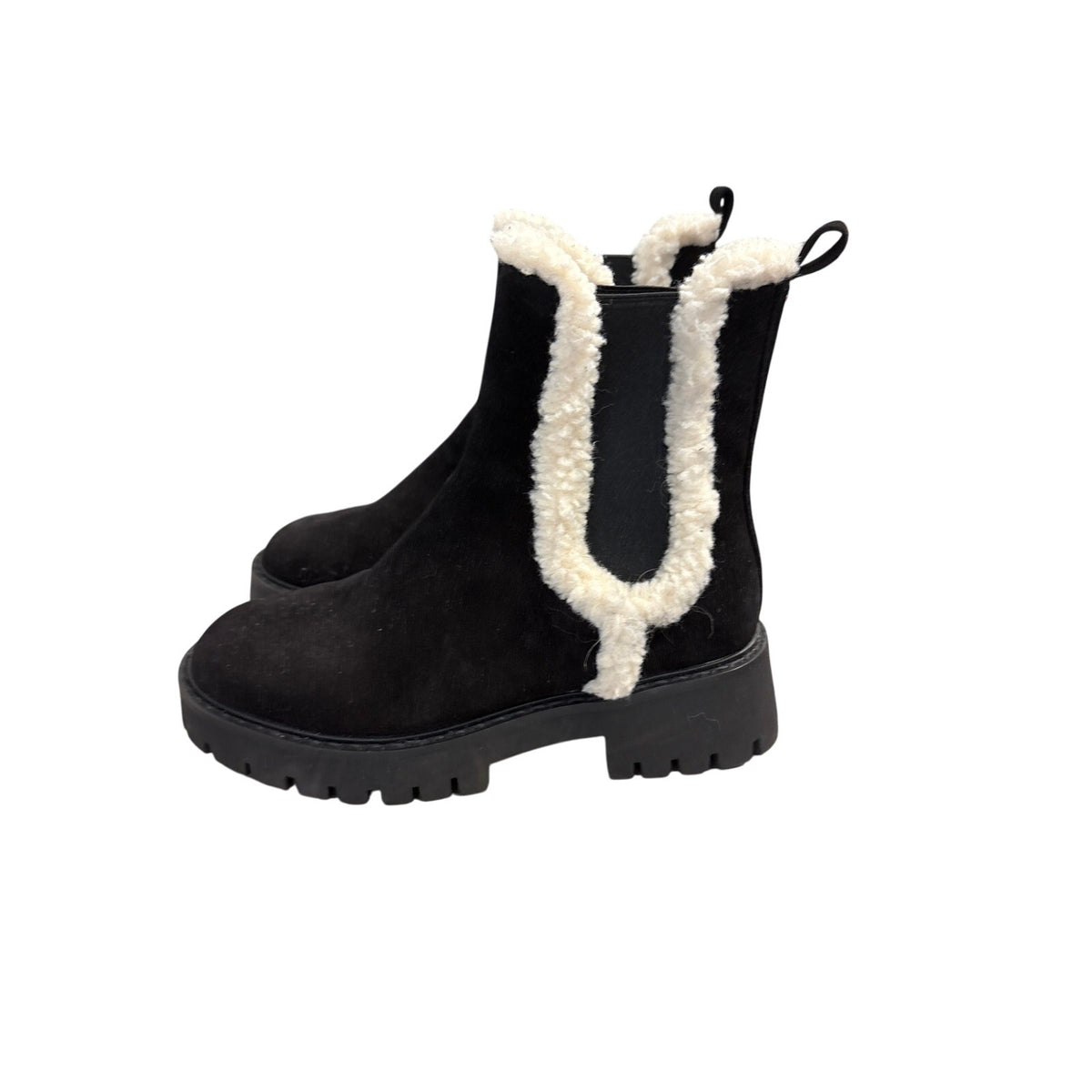 MIchael Kors Black Fur Trimmed Pull On Boots Sz 9