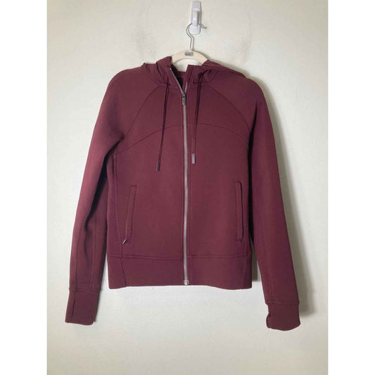 Lululemon Maroon Long Sleeve Hooded Zip Jacket Sz 6
