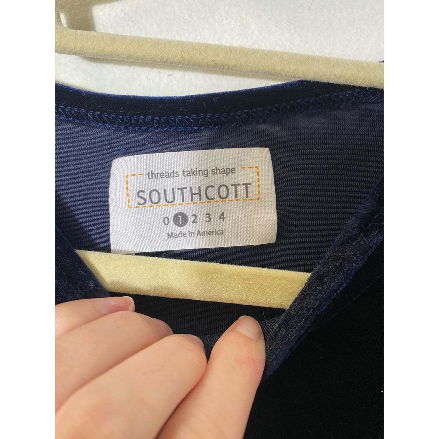 Southcott Blue Black Long Sleeve Mixed Media Top Sz 1