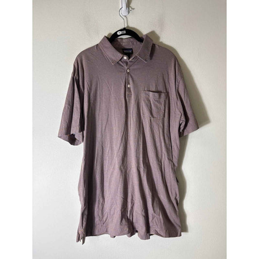 Men's Patagonia Muted Blue and Orange Stripe Polo Style Shirt Sz XL