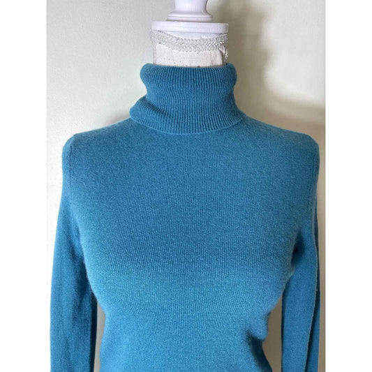 Saks Fifth Avenue Teal Cashmere Turtleneck Sweater Sz xs