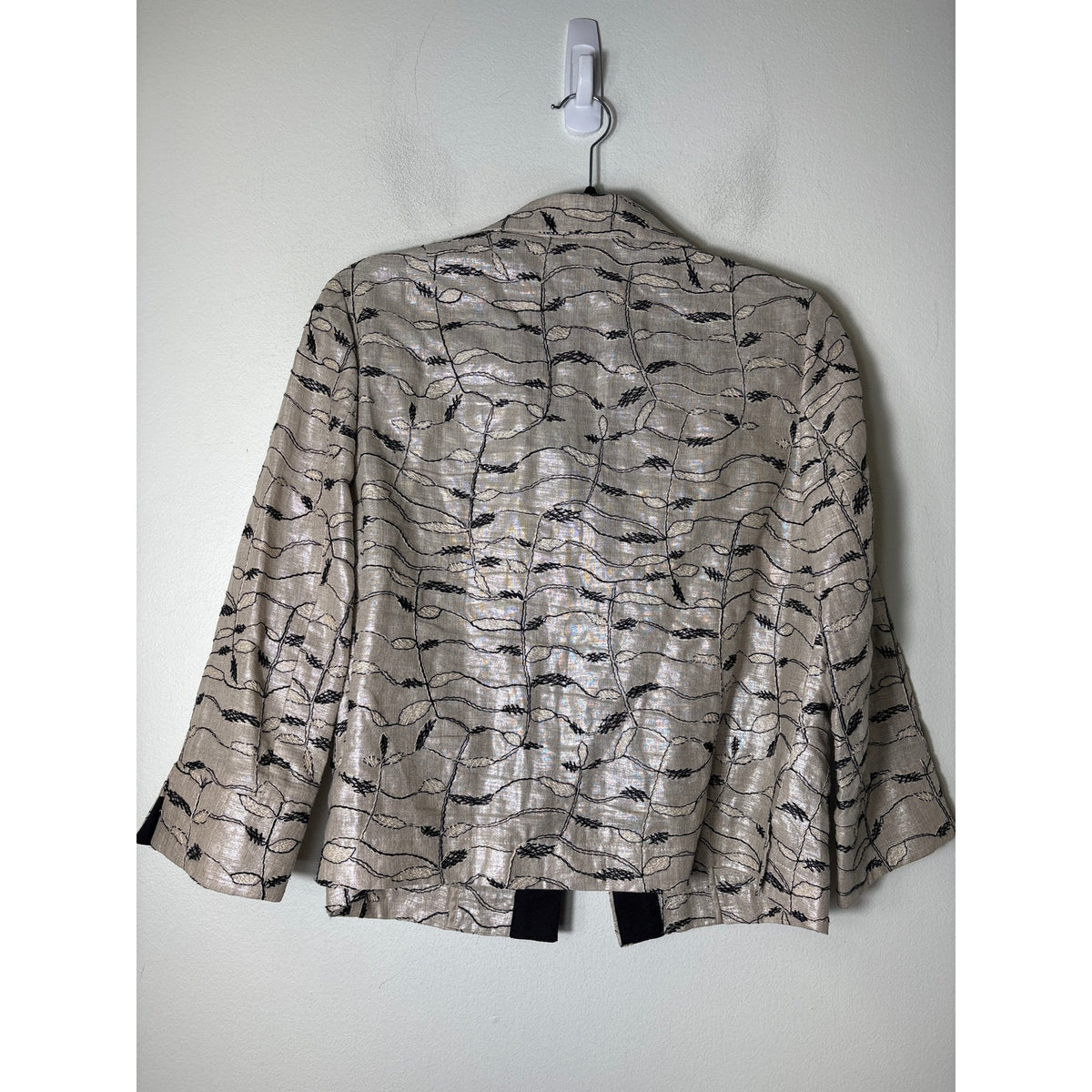 Carlisle Tan shimmer with Black Embroidery Button Up Jacket Sz 2