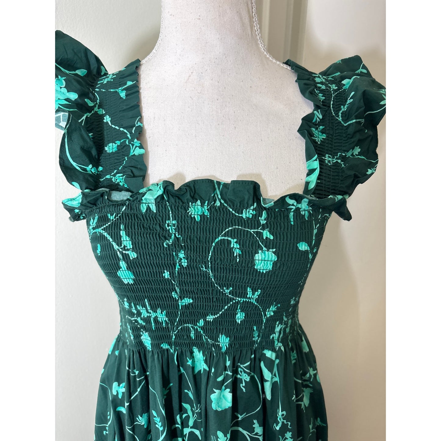 Hill House The Nap Dress Dark Green Cotton Maxi Dress Sz XS
