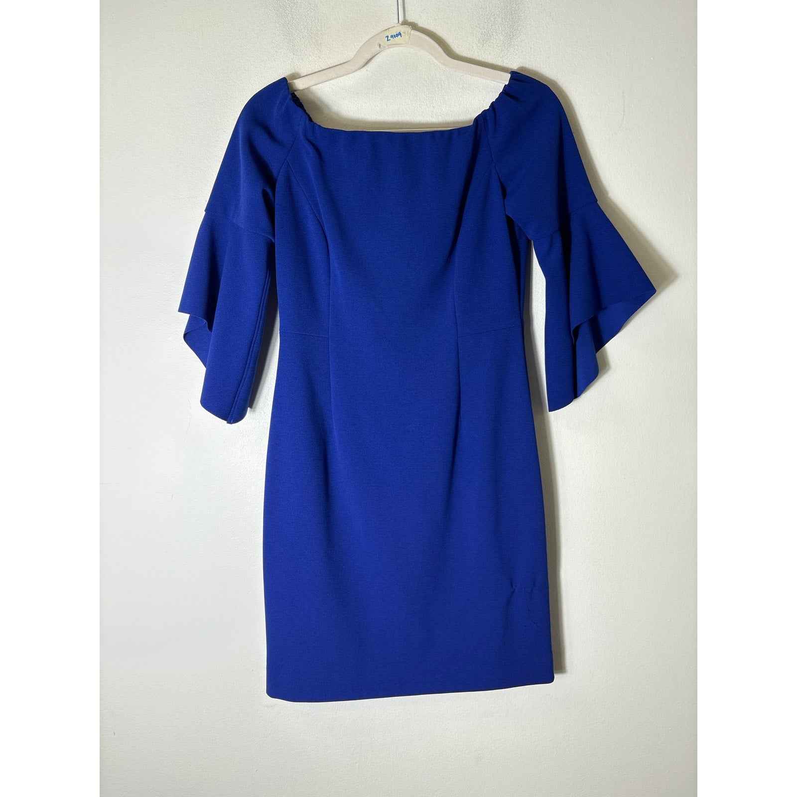 Antonio Melani Deep Blue Off the Shoulder 3/4 Sleeve Dress Sz 4