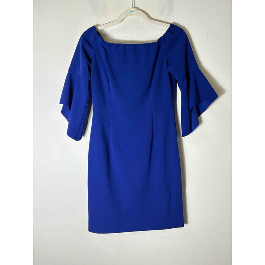 Antonio Melani Deep Blue Off the Shoulder 3/4 Sleeve Dress Sz 4