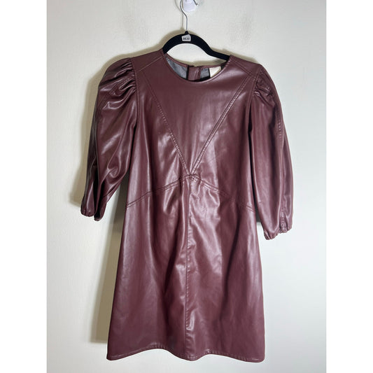 H& M Ox Blood Faux Leather Mini Dress Sz s