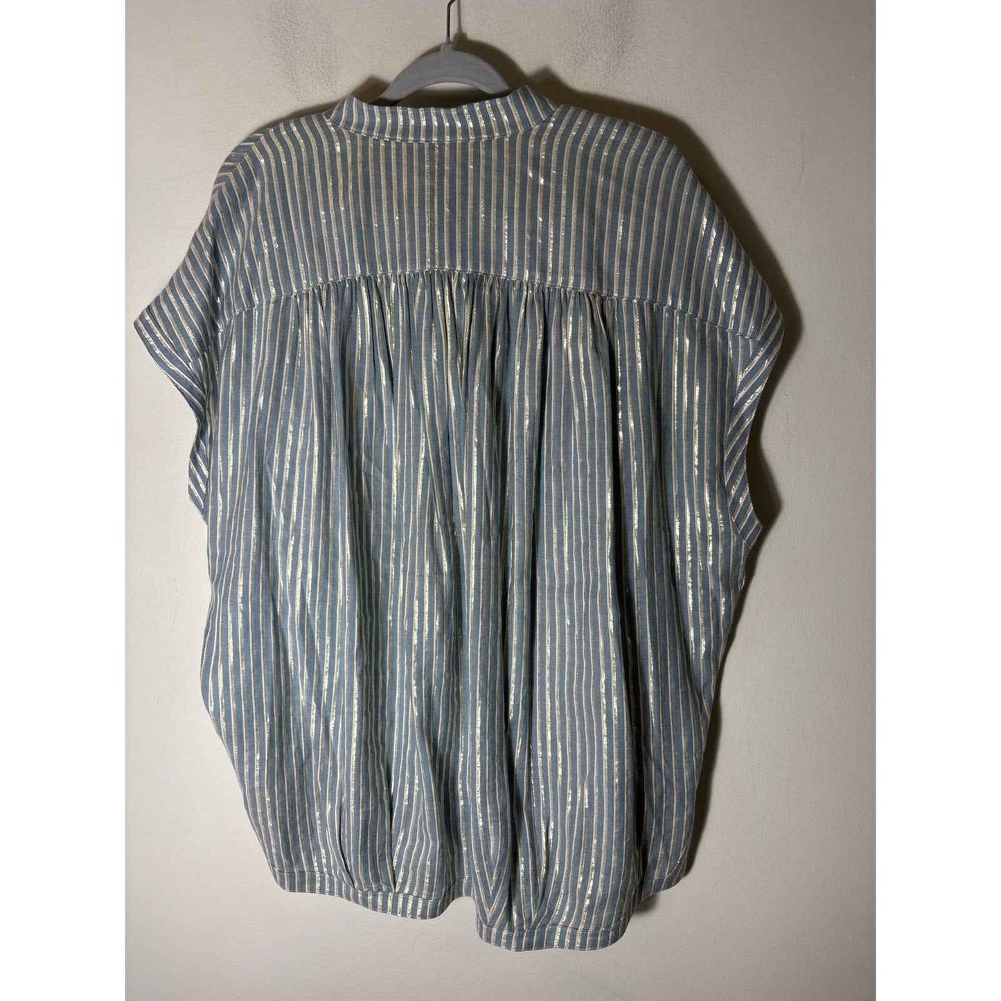 Koch Blue Gold Stripe Sleeveless Box Like Top Sz M