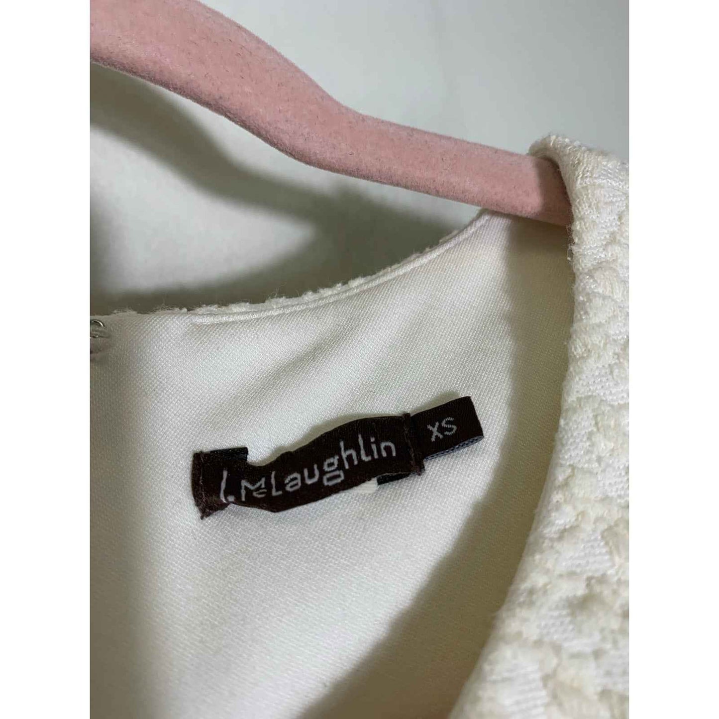 J. McLaughlin Off White Sleeveless Crew Neck Below the Knee Sheath Dress Sz XS